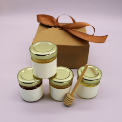Coffret dégustation – 4 pots de miel français & cuillère en bois