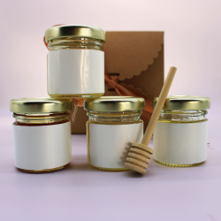 Coffret dégustation – 4 pots de miel français & cuillère en bois