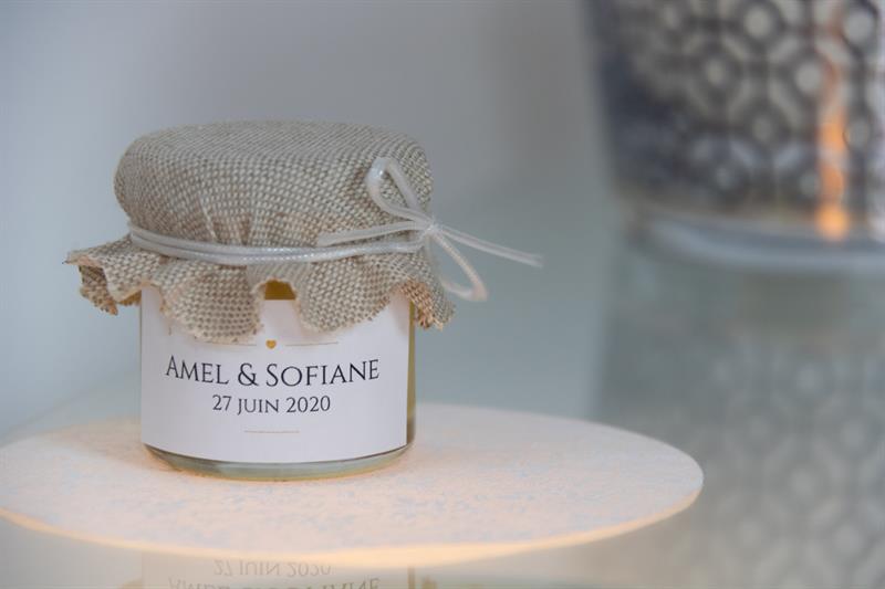 Personnalisez votre cadeau d'invité mariage - couvercle en tissu