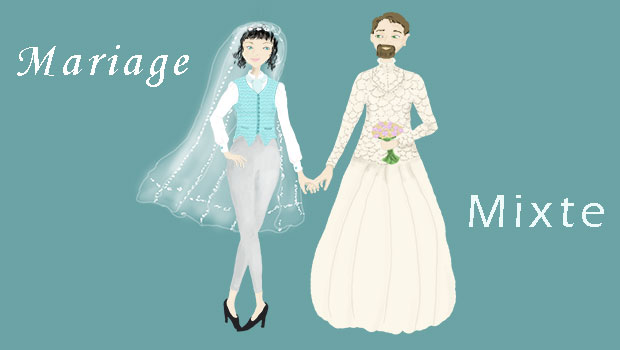 Mariage mixte un homme une femme- illustration