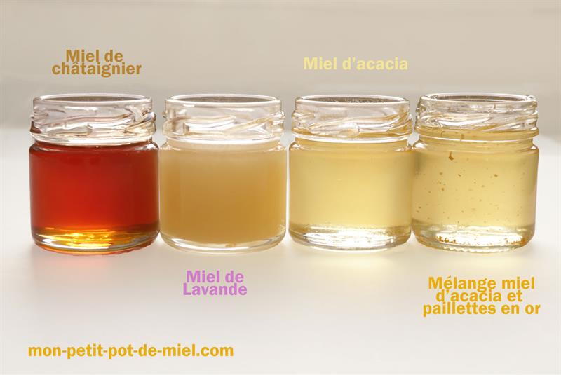 varietes de miel proposées par mon-petit-pot-de-miel.com créateur de cadeau d'invité