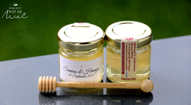 cadeau d'invité à base de miel et de paillettes en or