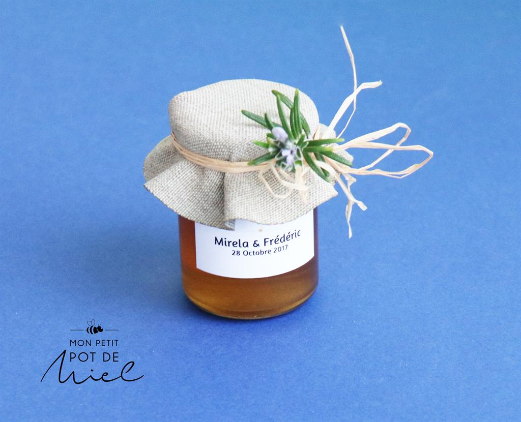 Cadeau d'invite personnalisable avec du miel 100% butiné et récolté en France