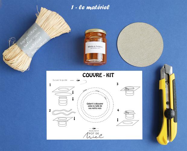 comment mettre le couvercle en tissu de votre cadeau d'invité mon petit pot de miel