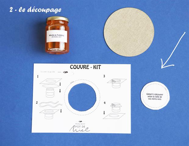 comment mettre le couvercle en tissu de votre cadeau d'invité mon petit pot de miel