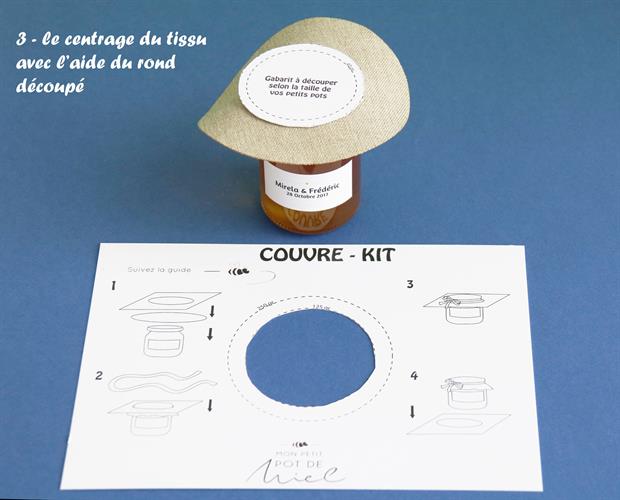 comment mettre le couvercle en tissu de votre cadeau d'invité mon petit pot de miel
