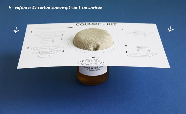 comment mettre le couvercle en tissu de votre cadeau d'invité mon petit pot de miel