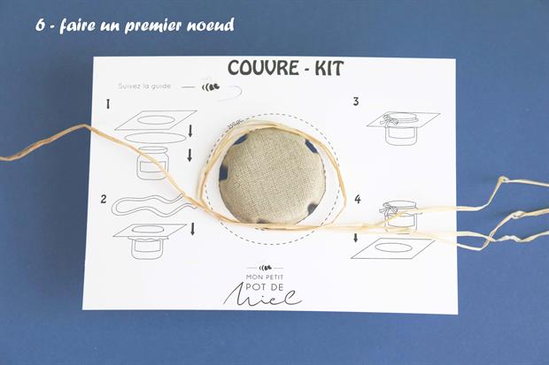 comment mettre le couvercle en tissu de votre cadeau d'invité mon petit pot de miel
