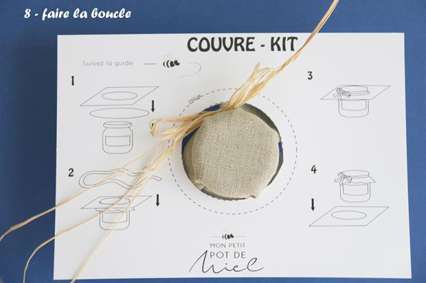 comment mettre le couvercle en tissu de votre cadeau d'invité mon petit pot de miel