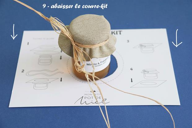 comment mettre le couvercle en tissu de votre cadeau d'invité mon petit pot de miel
